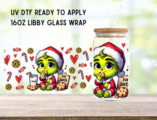 UV DTF Christmas 16oz Ready To Apply Libby Glass Wrap, Glass Cup Can Wraps