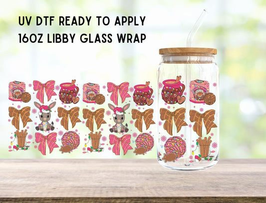 UV DTF Hispanic Christmas 16oz Ready To Apply Libby Glass Wrap, Glass Cup Can Wraps