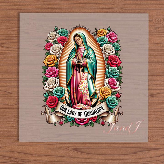 Virgin Mary Guadalupe Floral DTF Hispanic edition, DTF Transfers Ready To Press, Direct To Film Transfer ,DTF Prints