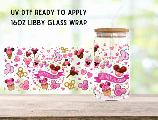 UV DTF Valentines 16oz Ready To Apply Libby Glass Wrap, Glass Cup Can Wraps