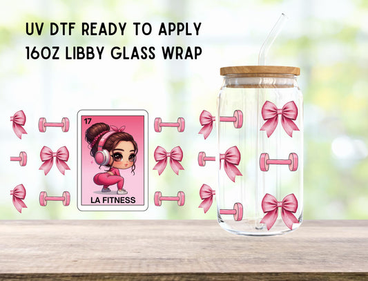 UV DTF La Fitness 16oz Ready To Apply Libby Glass Wrap, Glass Cup Can Wraps