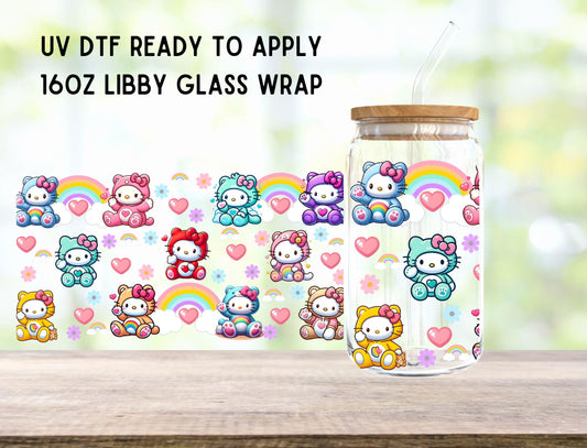 UV DTF Care Kitty Wrap 16oz Ready To Apply Libby Glass Wrap, Glass Cup Can Wraps