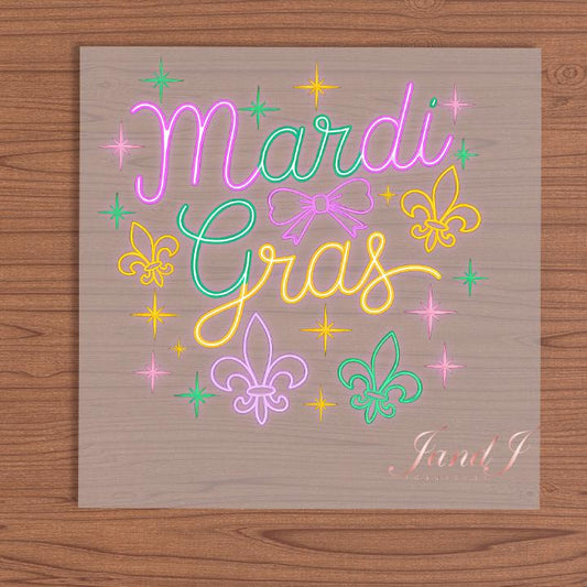 Mardi Gras Bow DTF Transfers Ready To Press, Direct To Film Transfer ,DTF Prints