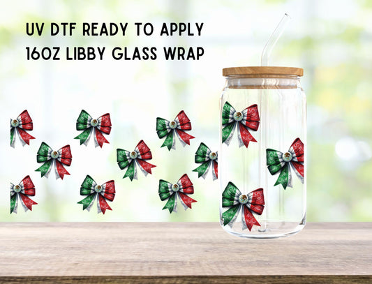 UV DTF Mexican Bow 16oz Ready To Apply Libby Glass Wrap, Glass Cup Can Wraps