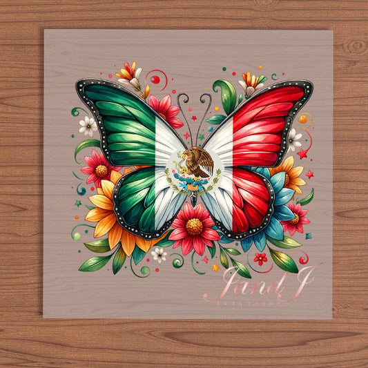Butterfly Mexico Floral DTF Transfers Ready To Press, Direct To Film Transfer ,DTF Prints