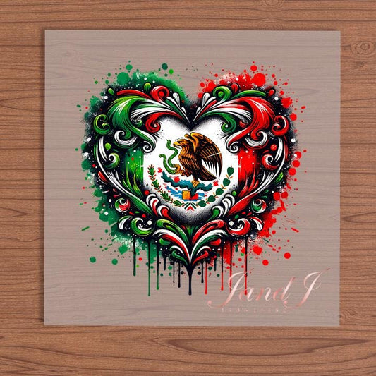 Heart Mexico Floral DTF Transfers Ready To Press, Direct To Film Transfer ,DTF Prints