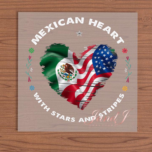 Mexican Hearts- Mexico American heart DTF Transfers Ready To Press, Direct To Film Transfer ,DTF Prints