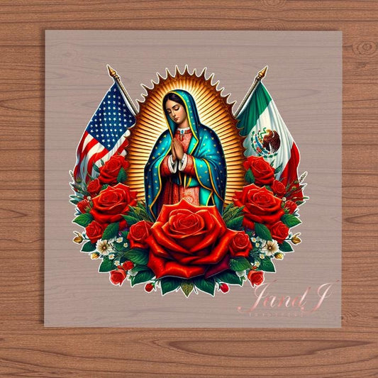 Virgin Mary- Mexico American DTF Transfers Ready To Press, Direct To Film Transfer ,DTF Prints