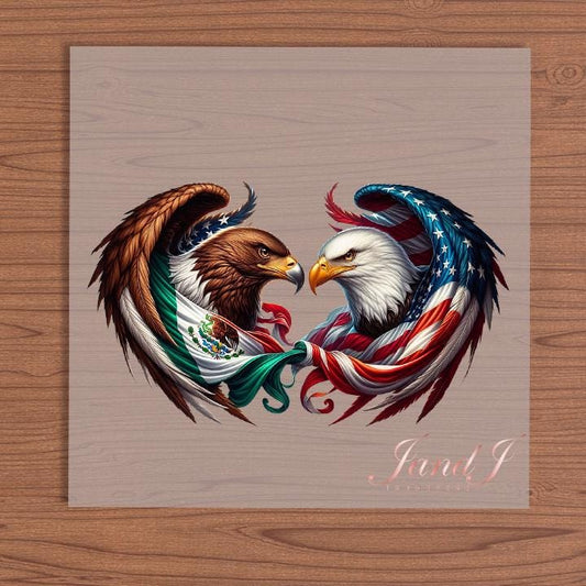 Together We Thrive- Mexico American Eagle DTF Transfers Ready To Press, Direct To Film Transfer ,DTF Prints