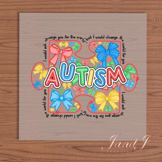Autism Awareness DTF Transfers Ready To Press, Direct To Film Transfer ,DTF Prints