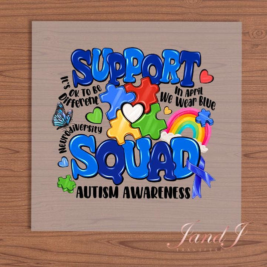 Autism Squad DTF Transfers Ready To Press, Direct To Film Transfer ,DTF Prints