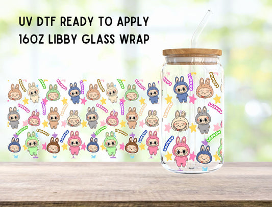 UV DTF Cute Monsters 16oz Ready To Apply Libby Glass Wrap, Glass Cup Can Wraps