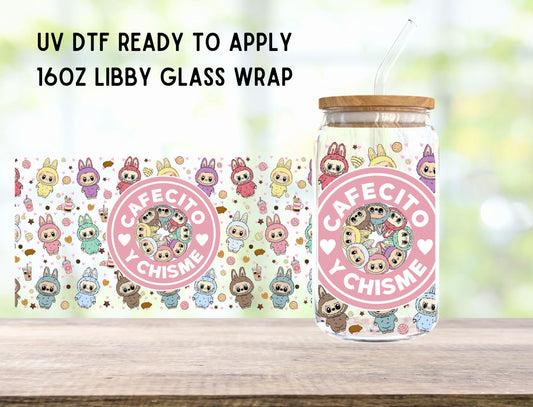 UV DTF Cute Monsters 16oz Ready To Apply Libby Glass Wrap, Glass Cup Can Wraps