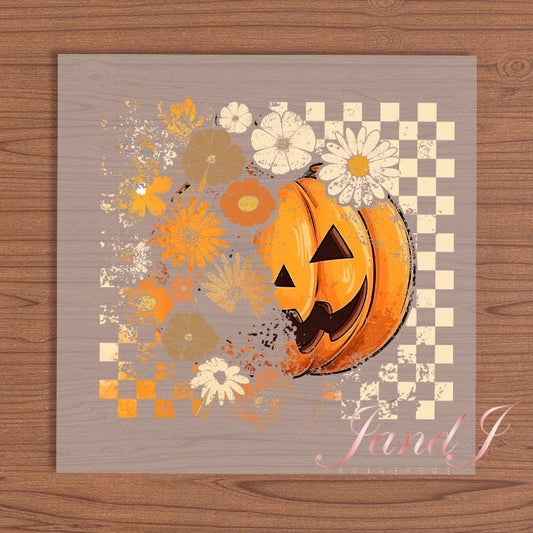 Fall Vibes, Fall Autumn Pumkin Checker DTF Transfers Ready To Press, Direct To Film Transfer DTF, DTF Prints, Ready To Press