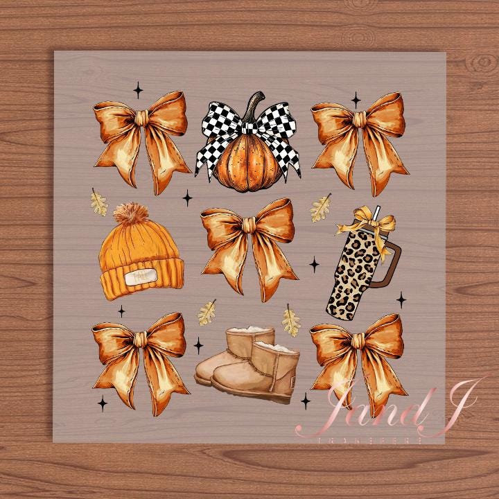 Fall Coquette Bows, Fall Autumn, DTF Transfers Ready To Press, Direct To Film Transfer DTF, DTF Prints, Ready To Press