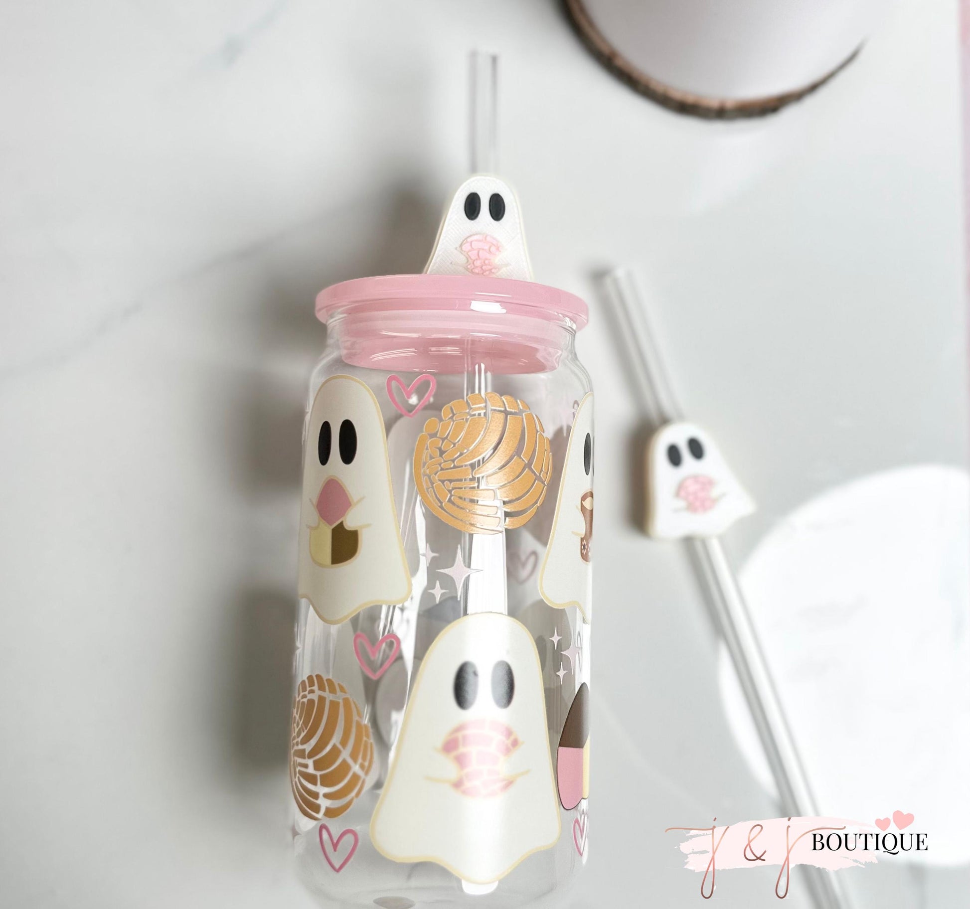 Concha Ghost Straw Topper 3D printed. Cute Straw Topper Gift, Libby Glass Cup Straw Attachment, Straw Decor