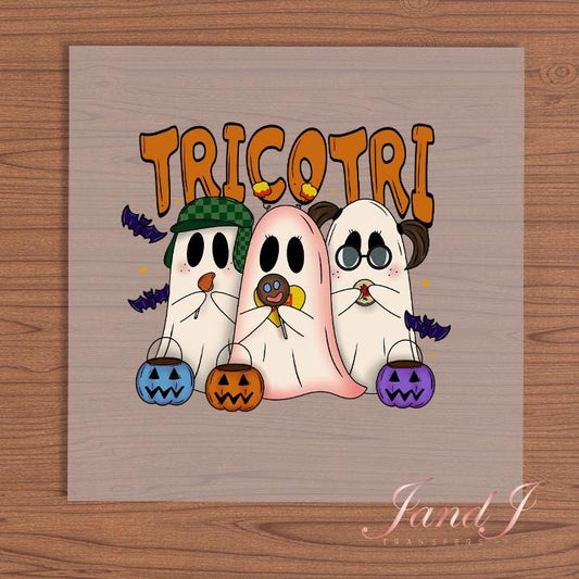 Tricotri Cute Ghost DTF Transfers Ready To Press, Direct To Film Transfer, DTF Prints, Ready To Press
