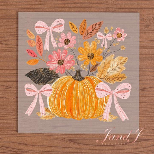 Fall Pumkin Vibes bow, Fall Autumn Pumkin DTF Transfers Ready To Press, Direct To Film Transfer DTF, DTF Prints, Ready To Press