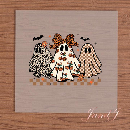 Cute Fall Bow Ghost Fall Vibes, Fall Autumn Pumkin DTF Transfers Ready To Press, Direct To Film Transfer DTF, DTF Prints, Ready To Press