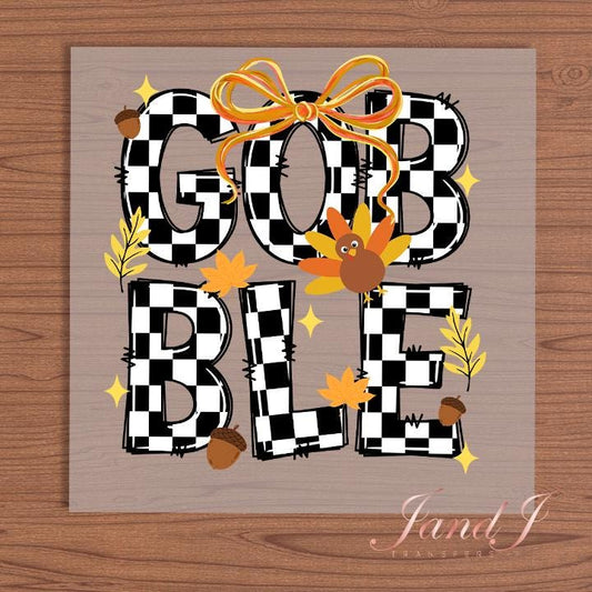 Goble Checker Fall Vibes, Fall Autumn Pumkin DTF Transfers Ready To Press, Direct To Film Transfer DTF, DTF Prints, Ready To Press