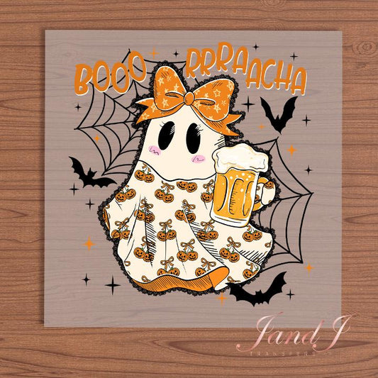 Booracha Halloween Ghost DTF Transfers Ready To Press, Direct To Film Transfer, DTF Prints, Ready To Press