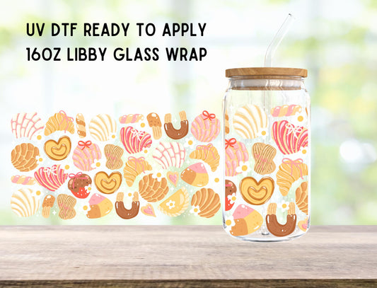 UV DTF Christmas Concha Pan 16oz Ready To Apply Libby Glass Wrap, Glass Cup Can Wraps