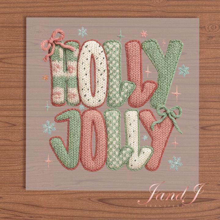 Holly Jolly Christmas DTF, DTF Transfers Ready To Press, Direct To Film Transfer ,DTF Prints