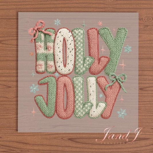 Holly Jolly Christmas DTF, DTF Transfers Ready To Press, Direct To Film Transfer ,DTF Prints