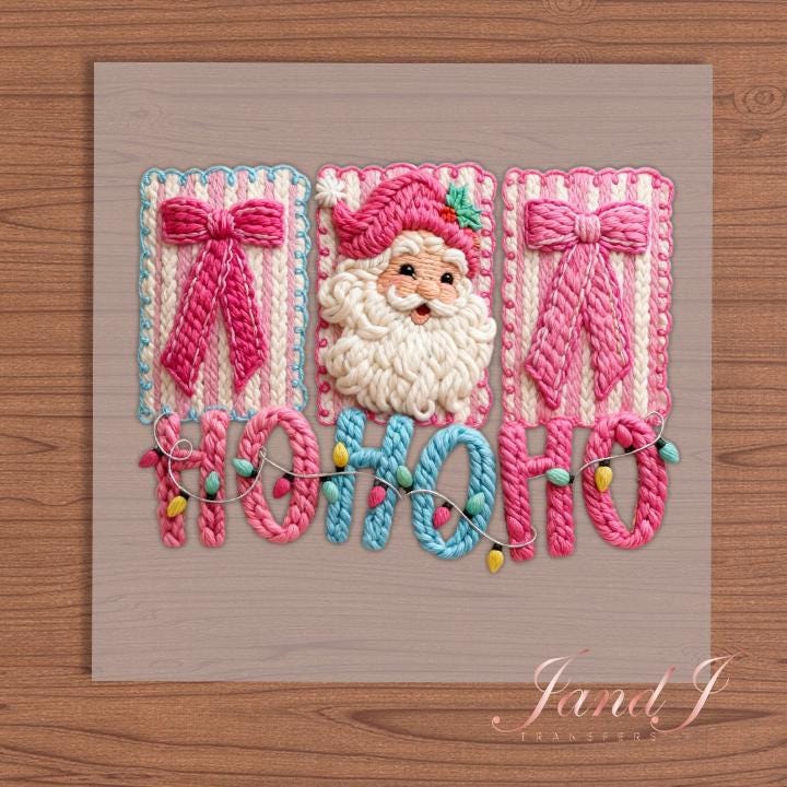 Ho Ho Ho Pink DTF Transfers Ready To Press, Direct To Film Transfer ,DTF Prints