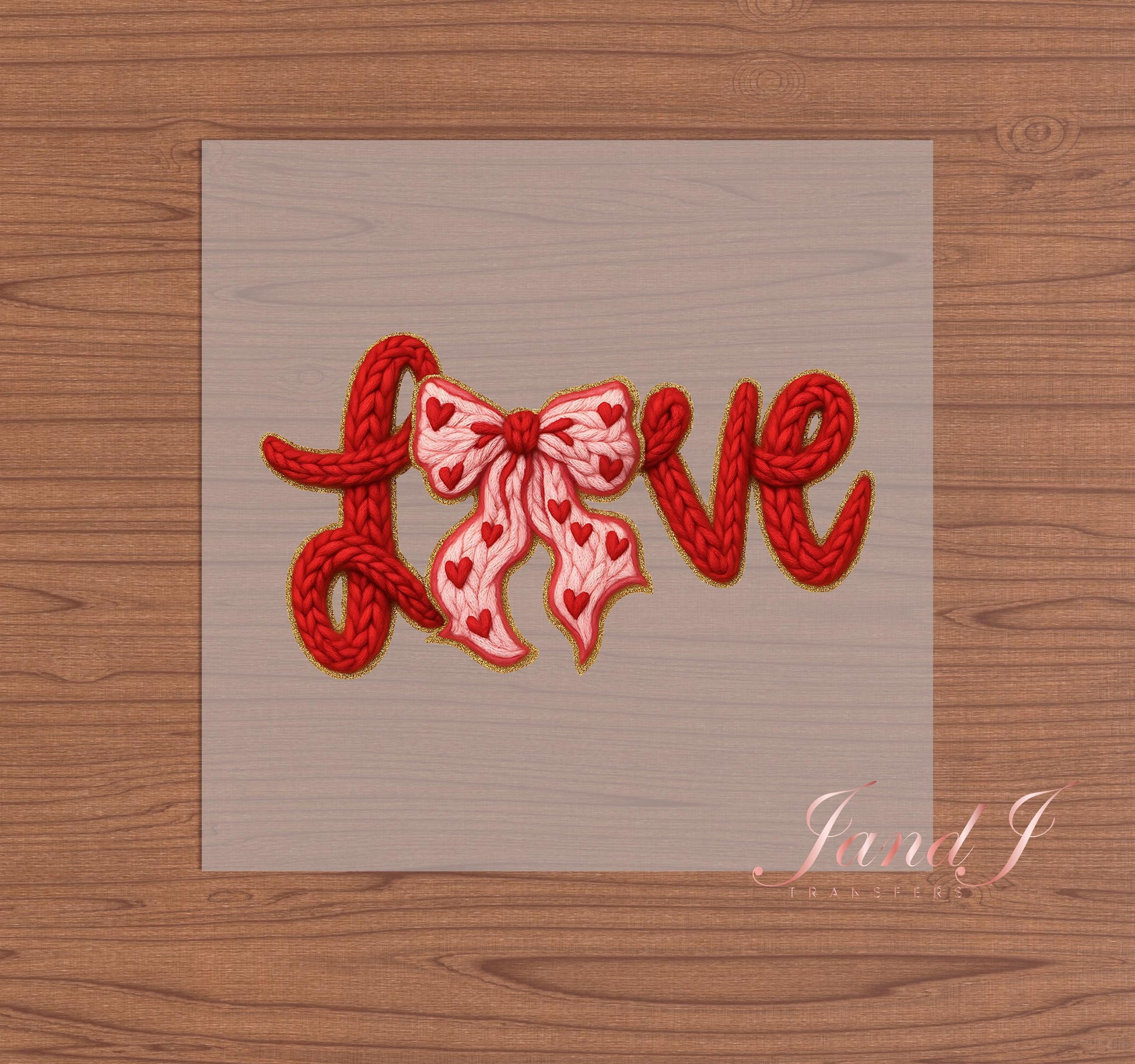 Love Knitted Crochet Bow DTF Transfers Ready To Press, Direct To Film Transfer ,DTF Prints