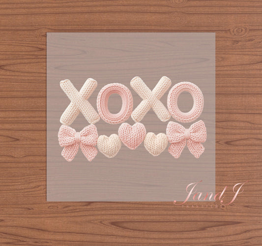 Hearts XOXO Knitted DTF Transfers Ready To Press, Direct To Film Transfer ,DTF Prints