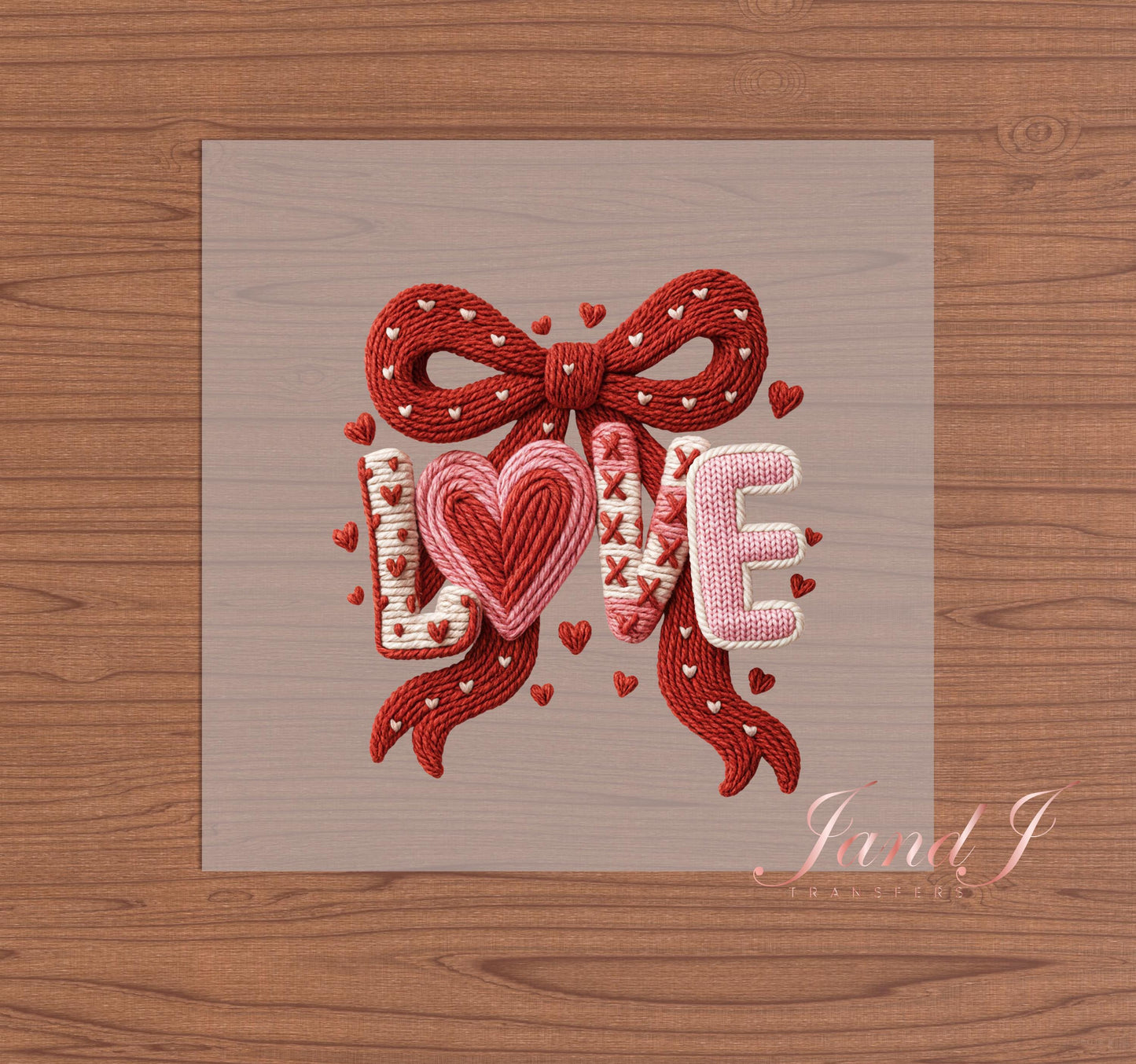 Love Bow Knitted Crochet DTF Transfers Ready To Press, Direct To Film Transfer ,DTF Prints
