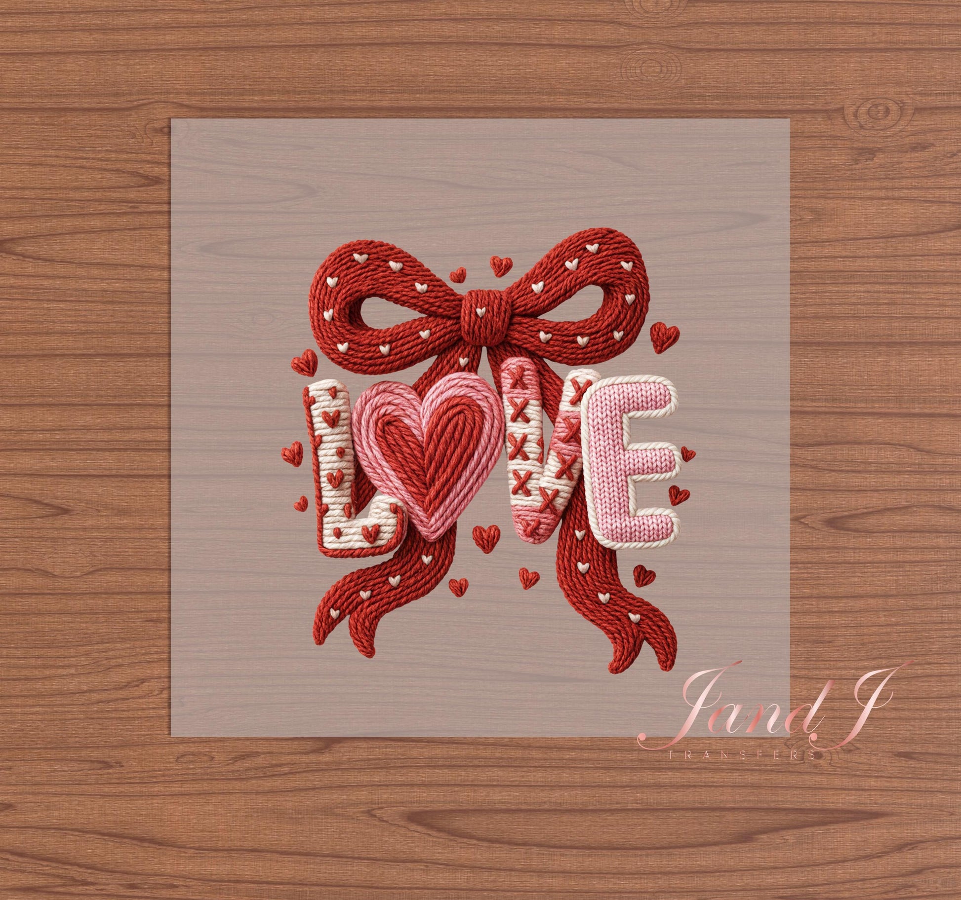Love Bow Knitted Crochet DTF Transfers Ready To Press, Direct To Film Transfer ,DTF Prints