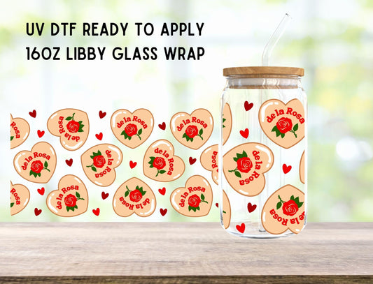 UV DTF Mazapan Heart 16oz Ready To Apply Libby Glass Wrap, Glass Cup Can Wraps