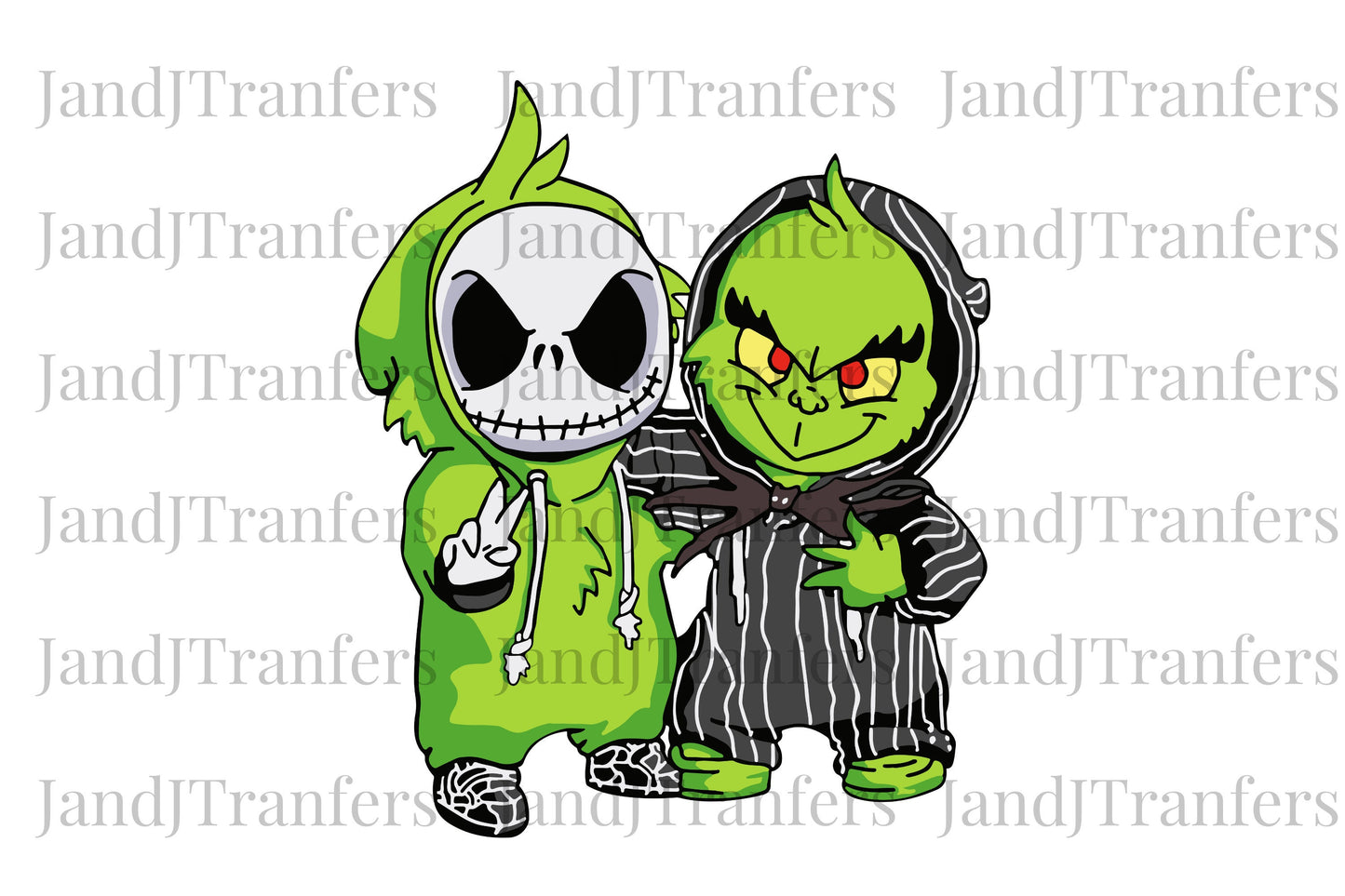 Grinch and Jack Skellington Christmas  DTF Transfers Ready To Press, Direct To Film Transfer ,DTF Prints