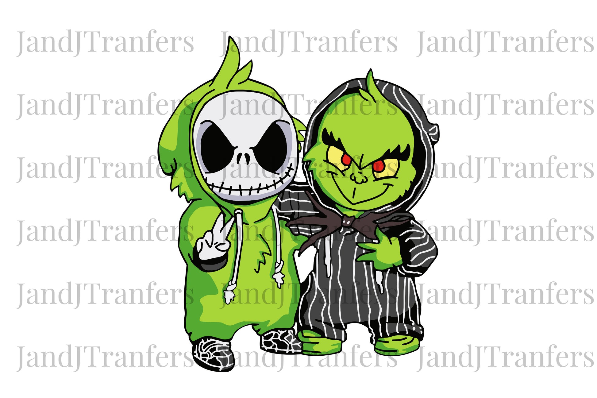 Grinch and Jack Skellington Christmas DTF Transfers Ready To Press, Direct To Film Transfer ,DTF Prints