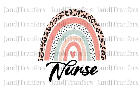 Nurse Rainbow Leopard DTF- DTF Transfers Ready To Press, Direct To Film Transfer ,DTF Prints