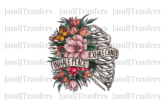 Inhale Peace Exhale Chaos, DTF Transfers Ready To Press, Direct To Film Transfer ,DTF Prints