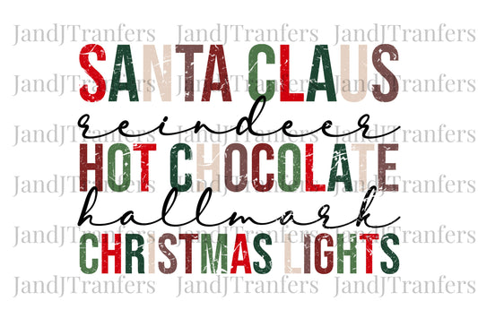 Santa Claus Christmas DTF Transfers Ready To Press, Direct To Film Transfer ,DTF Prints