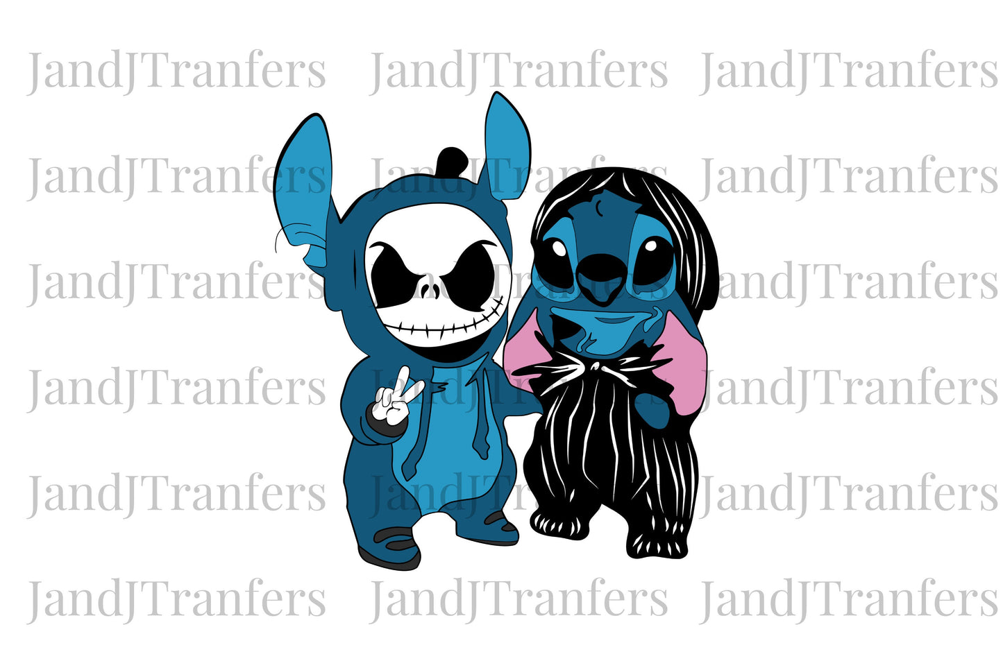 Stitch and Jack Skellington Christmas  DTF Transfers Ready To Press, Direct To Film Transfer ,DTF Prints