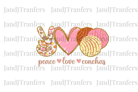 Peace, Love Conchas DTF, DTF Transfers Ready To Press, Direct To Film Transfer ,DTF Prints