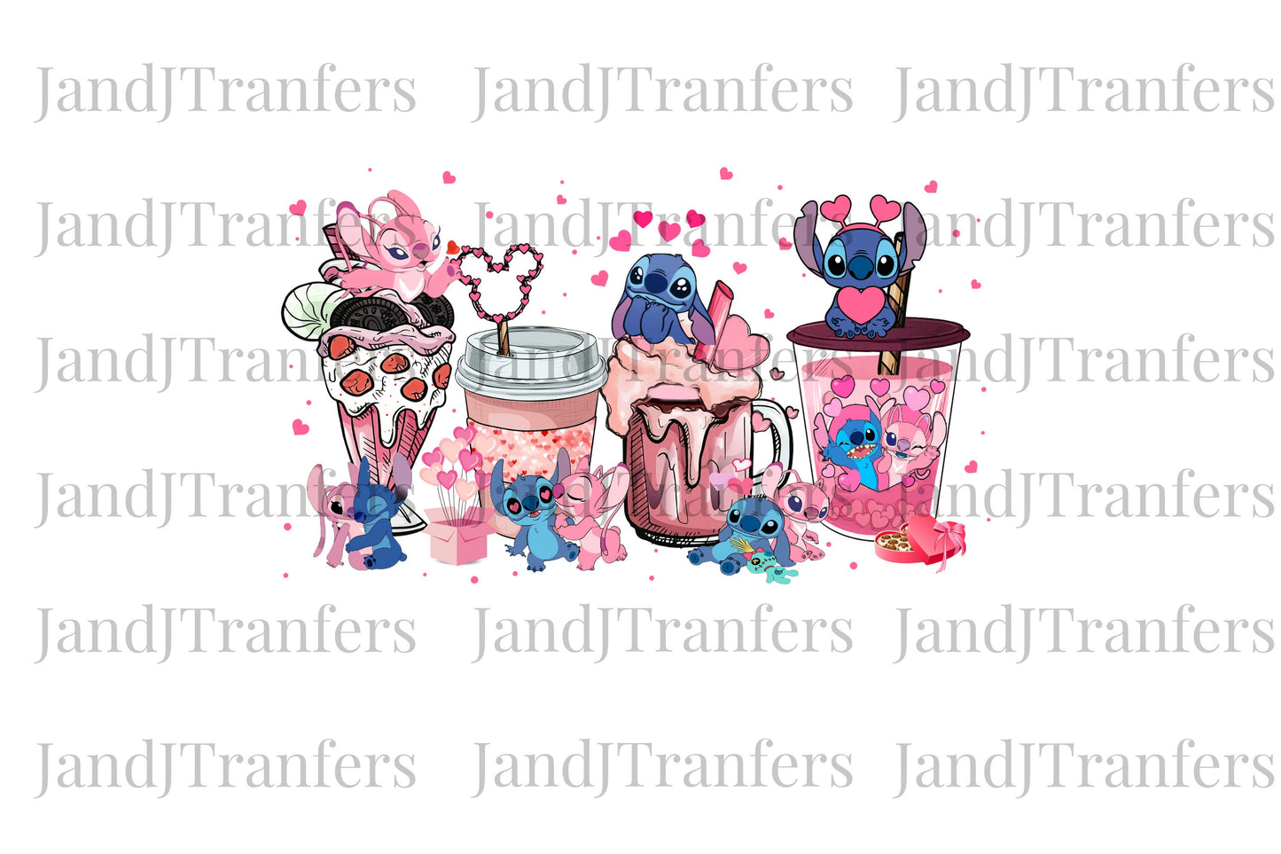 Stitch Latte Valentine DTF Transfers Ready To Press, Direct To Film Transfer ,DTF Prints