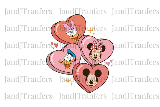 Mouse and friends valentines DTF Transfers Ready To Press, Direct To Film Transfer ,DTF Prints