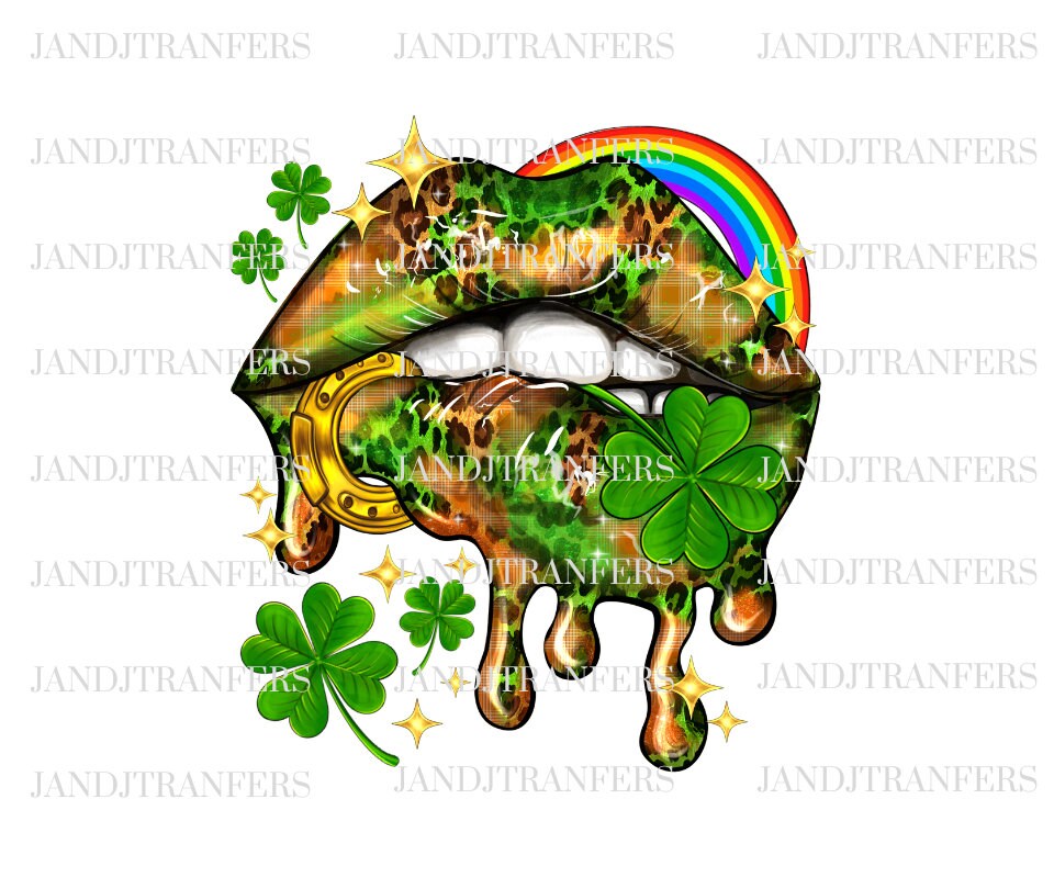 St Patrick’s Day Lips Clover DTF Transfers Ready To Press, Direct To Film Transfer ,DTF Prints