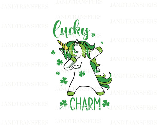 Lucky Charm Unicorn Patrick’s Day Clover St Patrick’s Day DTF Transfers Ready To Press, Direct To Film Transfer ,DTF Prints