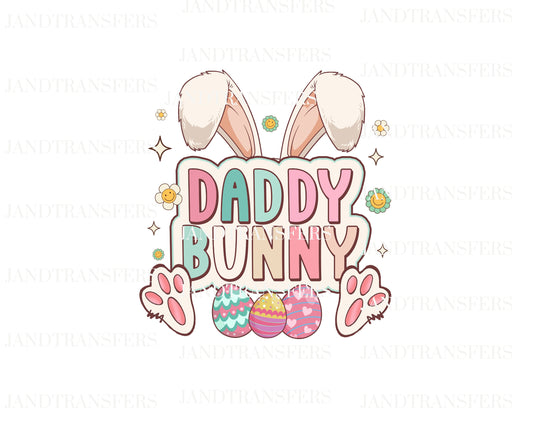 Daddy Bunny Easter Bunny DTF Transfers Ready To Press, Direct To Film Transfer ,DTF Prints