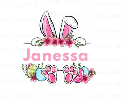 Easter Bunny Name Frame DTF Transfers Ready To Press, Direct To Film Transfer ,DTF Prints