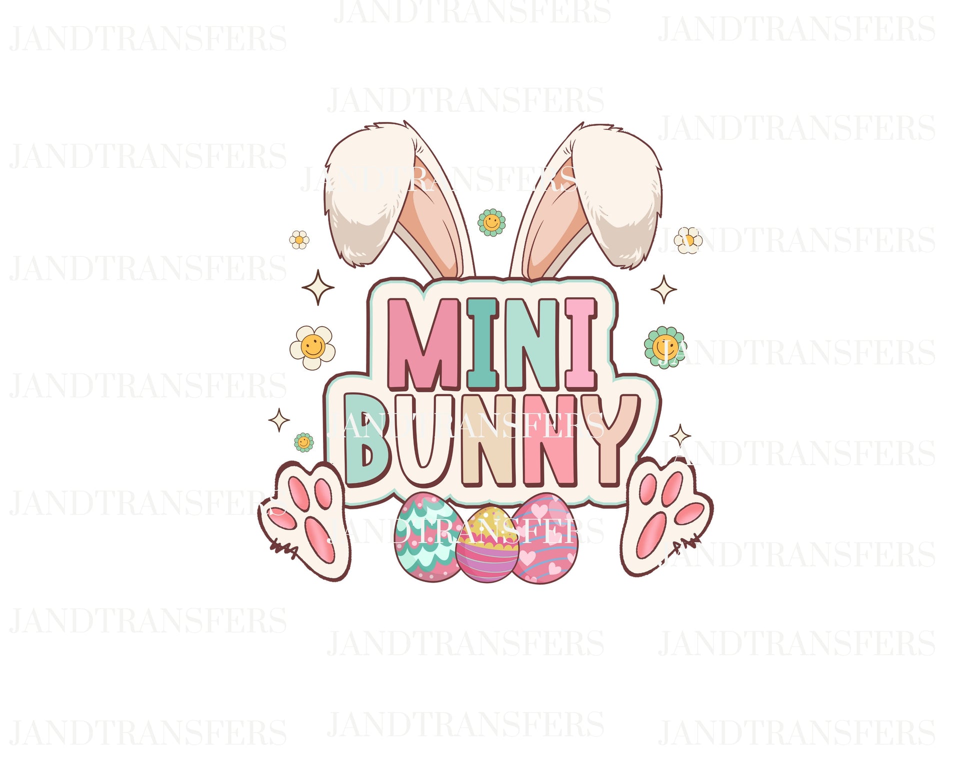 Mini Bunny Easter Bunny DTF Transfers Ready To Press, Direct To Film Transfer ,DTF Prints