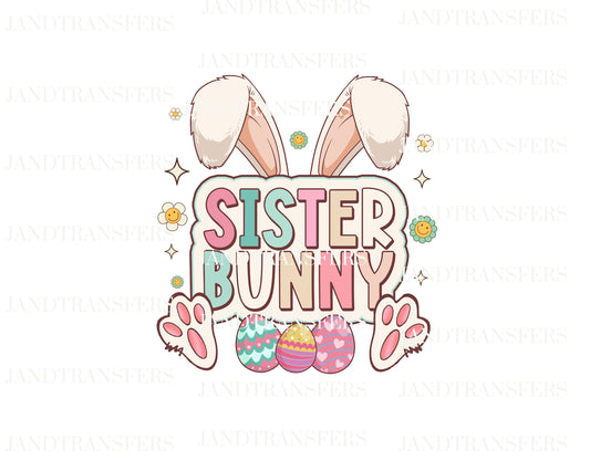 Sister Bunny Easter Bunny DTF Transfers Ready To Press, Direct To Film Transfer ,DTF Prints