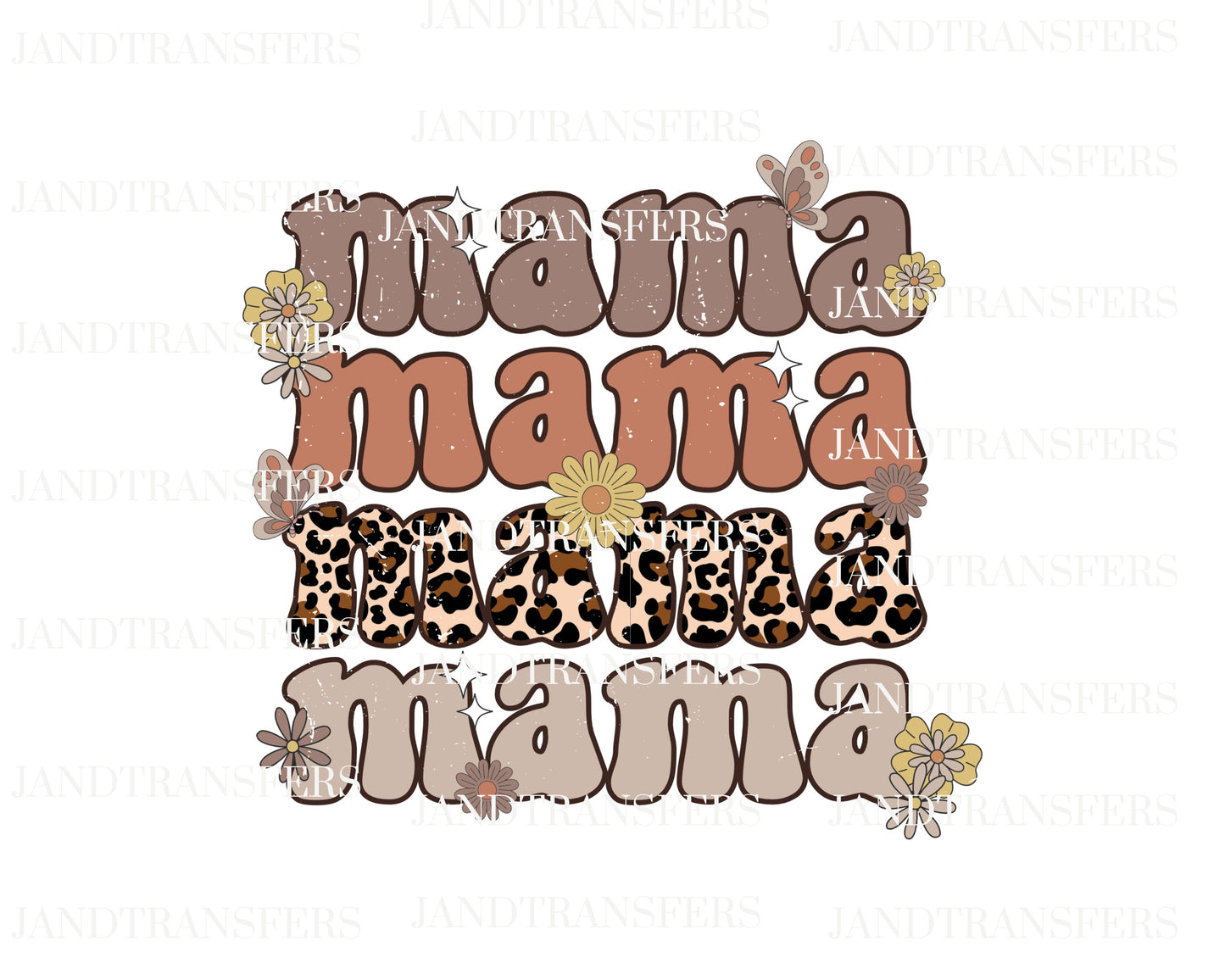 Mama Retro Flower DTF Transfers Ready To Press, Direct To Film Transfer ,DTF Prints